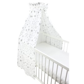 TupTam Baby Bed Canopy with Bows Grey Galaxy Size: Approx. 160 x 240 cm