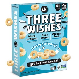 Plant-Based and Vegan Breakfast Cereal by Three Wishes - Unsweetened, 1 Pack - More Protein and Less Sugar Snack - Gluten-Free, Grain-Free - Non-GMO