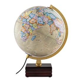 Waypoint Geographic Horizon Plus Illuminated Globe, 12" Antique Ocean-Style World Globe, Up-to-Date Light-Up Globe, Reference Globe for Home and Office Decor, 17“ H x 13.5“ W x 12“ D