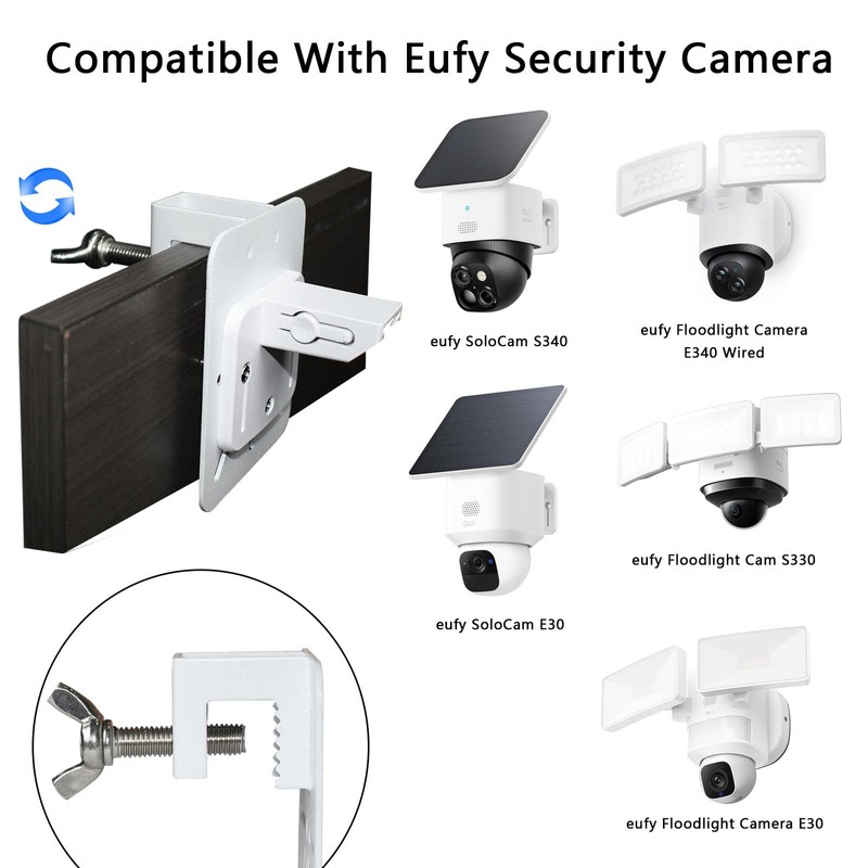 Metal Gutter Mount Compatible with Eufy SoloCam S340, E30, Eufy