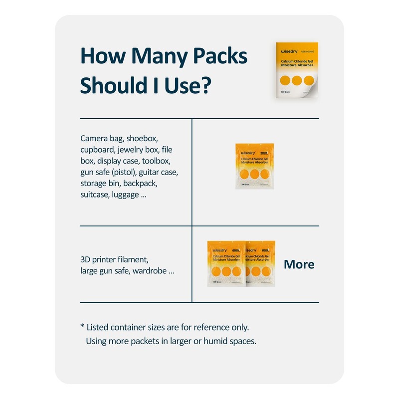 wisedry 100 Gram Moisture Absorber Packets of 10