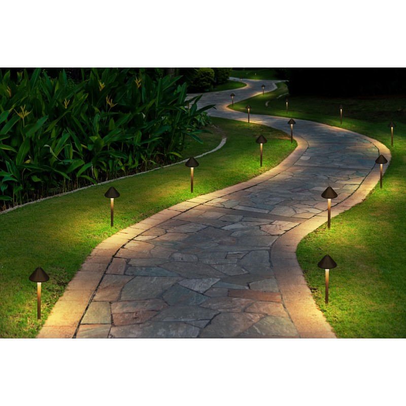 GKOLED Solid Brass Landscape Path Lights (5" Shade, 20" Tall),