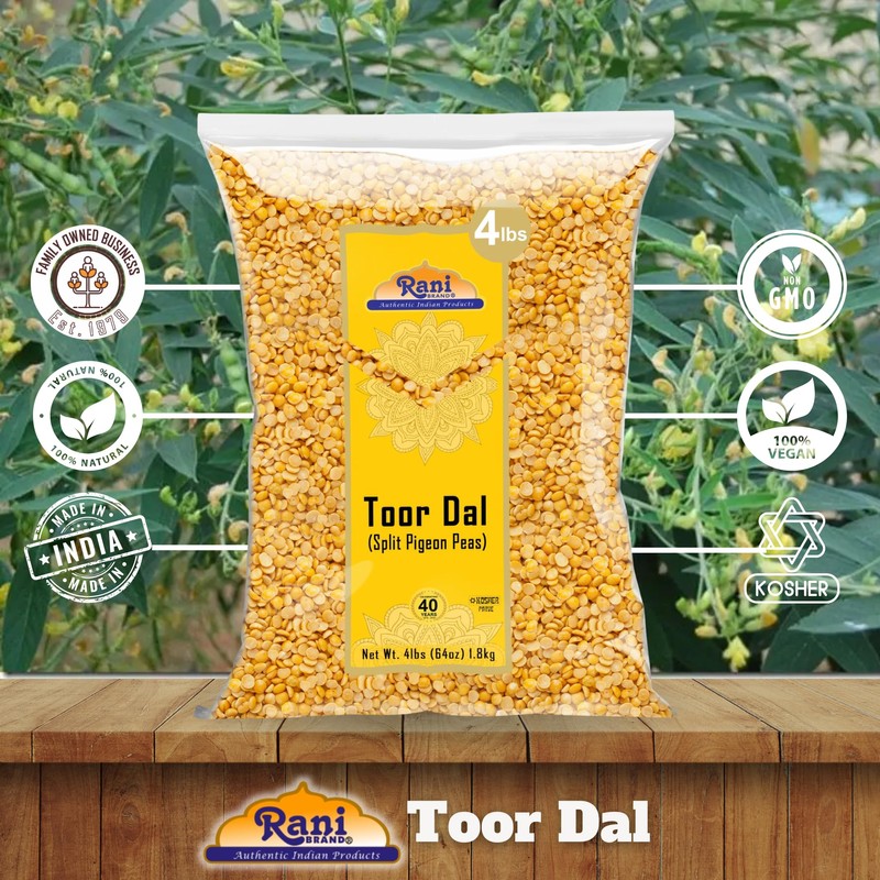 Rani Toor Dal (Split Pigeon Peas) 64oz (4lbs) 1.81kg Bulk