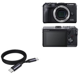 BoxWave Cable Compatible with Canon EOS M6 Mark II - DirectSync PD Cable (3ft) - USB-C to USB-C (100W), Type C Braided Charge and Fast Sync - Jet Black