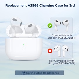 Wireless Replacement Charge Case for AirPod 3rd Generation Charging Case, Air Pod Charging Cases Only with Bluetooth Pairing Sync Button, Replacement Air Pods 3rd Generation case