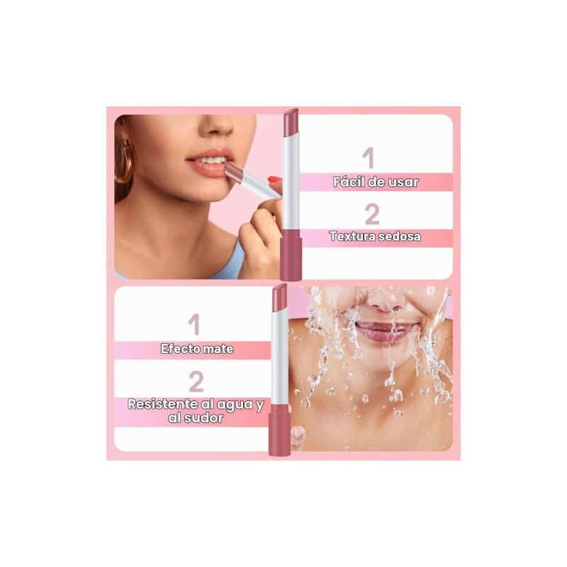 4 PCS Labiales, Balsamo Labial, Labial Hidratante, Mate Lápiz Labials,