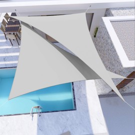 Windscreen4less Waterproof 14'x20'x24.4' Triangle Sun Shade Sail Canopy Cover UV Blockage for Pergola Patio Deck Balcony Yard Outdoor (Light Grey)