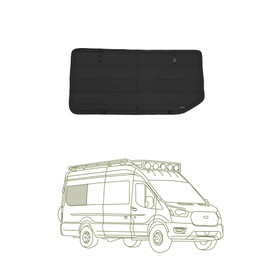 VanEssential Insulated Blackout Window Cover Designed for Ford Transit High/Medium Roof Full Plastic Trim 148 Extended Length Rear Qtr RH (Passenger Side) Window - Black