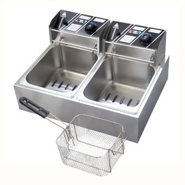 Electric Deep Fryer, 12L Commercial Stainless Steel Chip Fryer with Temperature Control, 110V 5000W Food-Grade French Fry Machine with Basket For Fried Chicken, Nuggets, Fries