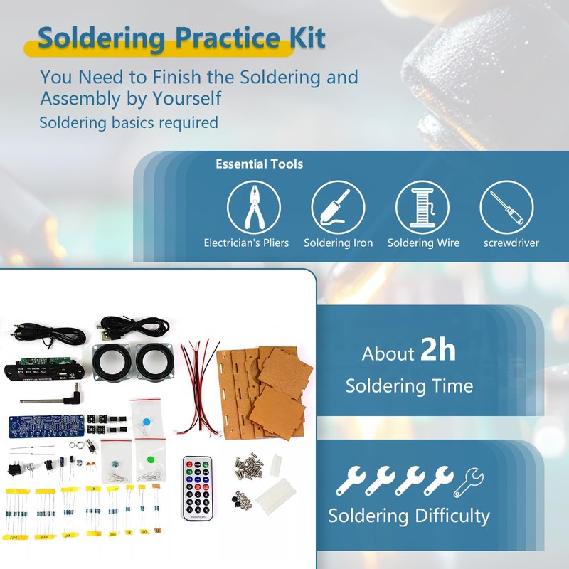 EIELEDIY Compatible Kit: Voice-Activated Level Indicator Dual Channel Speaker for