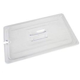 TrueCraftware- Half Size Notched Polycarbonate Handled Food Pan Lid Clear Color-Food Storage Container Cover Restaurant Commercial Hotel Pans Cover for Food Prep Fruits Vegetables Beans Corns