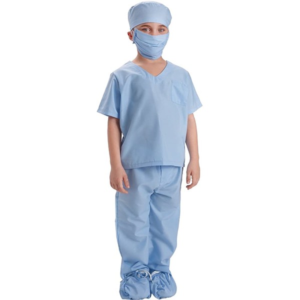 Dress Up America Children Doctor Scrubs Toddler Costume Kids Doctor Scrub’s Pretend Play Outfit Blue and Pink