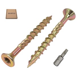 SKIR'CO Pack of 50 Universal Galvanised Steel 6.0 x 60 mm Yellow Wood Screws Countersunk Torx Head Type 17 Chipboard Screws (50, 6.0 x 60 mm)