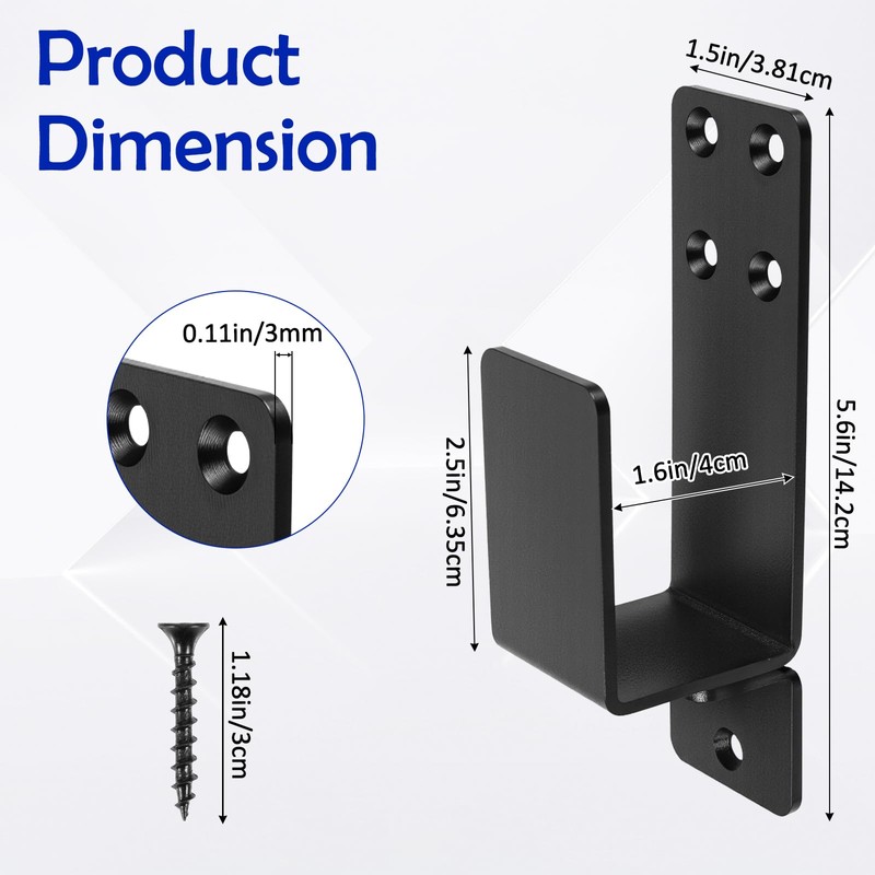 4 Pack Door Barricade Brackets, 2x4 Bar Metal U Brackets