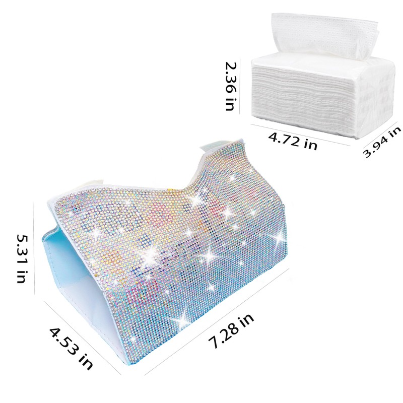 Bling Tissue Box Cover Silver Leather Tissue Box Holder Diamond