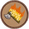 Flaming Tomahawk Patrol Patch - 2" Diameter Round Embroidered Patch (Sew-on)