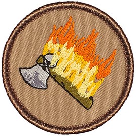 Flaming Tomahawk Patrol Patch - 2" Diameter Round Embroidered Patch (Sew-on)