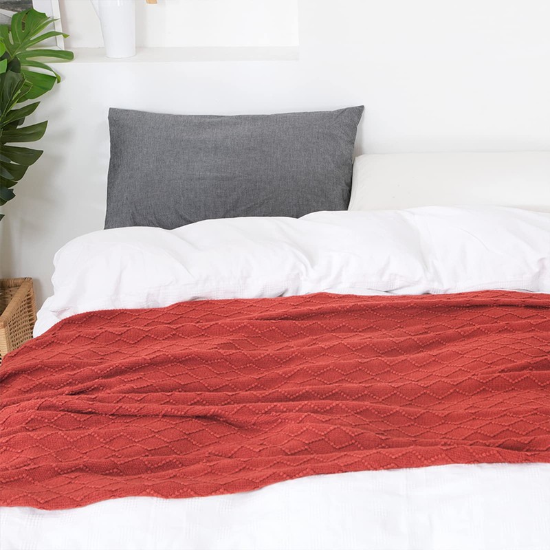 BOURINA Textured Solid Soft Sofa Throw Couch Cover Knitted Decorative