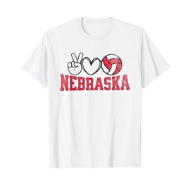 Peace Love Volleyball - Nebraska Women Teen Girls Tween T-Shirt