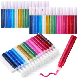 Motipuns 42 Pcs Glitter Suncatcher Paint Pen Bulk Glitter Paint Pens DIY Window Paint Markers 14 Colors