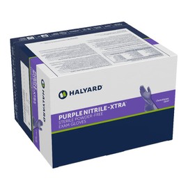 HALYARD PURPLE NITRILE-XTRA Exam Gloves, Sterile (Individually Wrapped), Powder-Free, 5.9 mil, 12", Purple, X-Large, 14263 (Box of 100/50 Pairs)