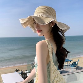 Octtenfe Straw Hat for Women Summer Beach Sun Hats for Girls UPF 50+, Wide Brim Strawhat with Bow Decoration, Visor Hats Ideal for Ladies Outdoor Summer Travel Holiday (Bow)
