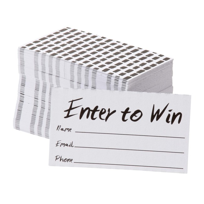 Enter to Win Cards – 200-Pack Entry Form Cards, Entry Cards for Contests, Raffles, Ballots, Drawings, White, 3.5 x 2 Inches