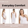 Camille Womens Ladies Classic White Embroidered Chemise Full Slip 12