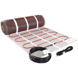LuxHeat 20 Sqft Heating Mat, 120v Electric Radiant Floor Heating System with Self-Adhesive Mesh for Easy Installation Under Tile, Underfloor and Infloor - Includes Floor Sensor for Thermostat