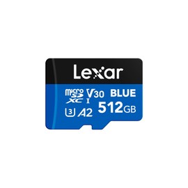 Lexar 512GB Blue Micro SD Card Up to 160MB/s, microSDXC UHS-I Memory Card with SD Adapter, C10, U3, A2, V30, Full HD, 4K UHD, High Speed TF Card