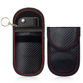 ZZHBOO 2 Gabbia Di Faraday, Portachiavi Auto In Pelle, Portachiavi In Carbonio Nero, Per Protezione Chiavi Auto Da Furti Elettronici, 8x12cm