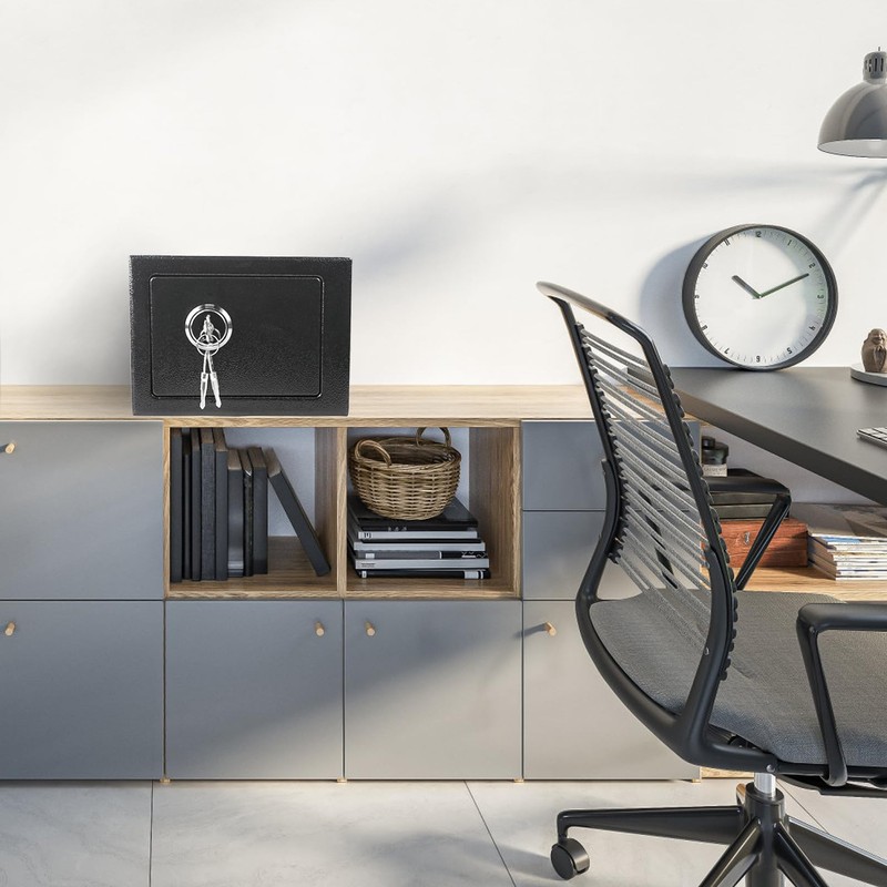 Luwint Small Steel Safe Box with Key Lock, 0.3 Cu