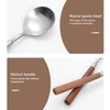 Ouliget Retro Wooden Handle Spoon,Matte Stainless Steel Serving Tablespoons,Wooden DinnerSpoon,Matte