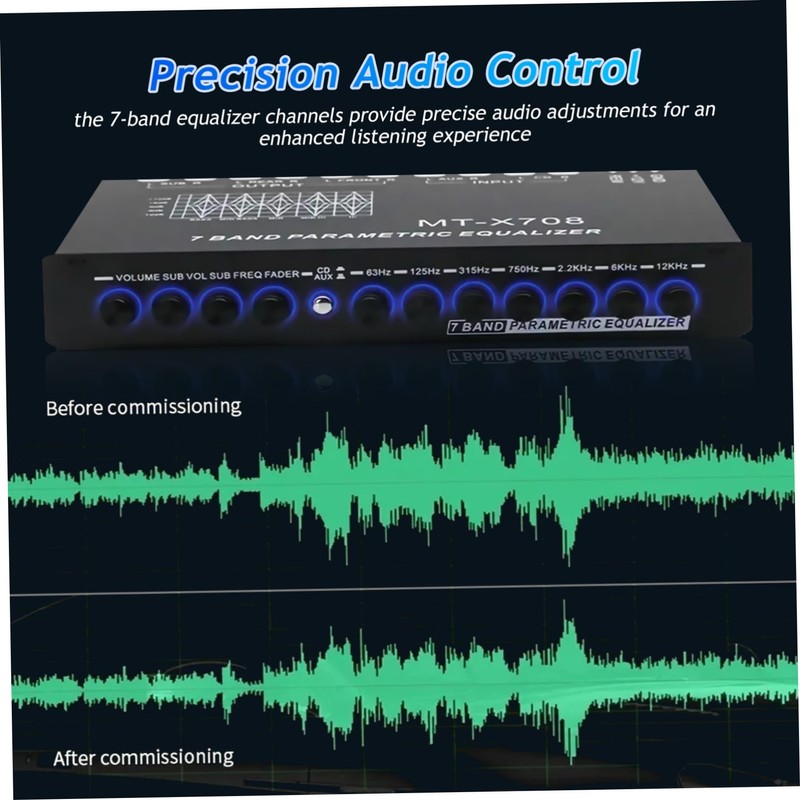 KICHOUSE 7-Band Car Audio Equalizer, Digital Equalizer, Hitch Eq Tuner,