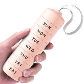 Zoksi Travel Pill Organizer, Daily Supplement Organizer Holder with Lanyard, Cute Pill Case with 7 Detachable Large Compartment, Portable Pill Box 7 Day for Outside, Office, Home (Pink)