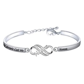 BEKECH Grandma Bracelet My Favorite People Call Me Nana/Mimi/Nonna/Granny/Grandma Bracelet Gift for Grandmother(Nonna Silver)