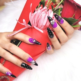 Dark Spider Handmade Nail Tips - Lipstick / 다크 스파이더 수제네일팁 - 립스틱