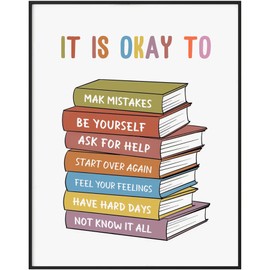 It's Okay To Feel Print, Motivational Classroom Print, Positive Affirmation Wall Art for Kids, Ideal for Homeschool, Classroom & Playroom, Encourage Emotional Growth, Unframed (8x10 inch)