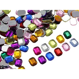 Allstarco KraftGenius 10X8mm Green Emerald A10 Flat Back Octagon Acrylic Gemstones Pro Grade - 70 Pieces