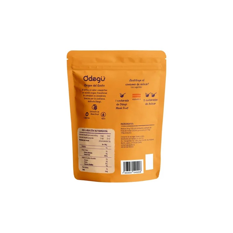 Odegü Monk Fruit 500g Endulzante Natural 2x Potencia Dulzor