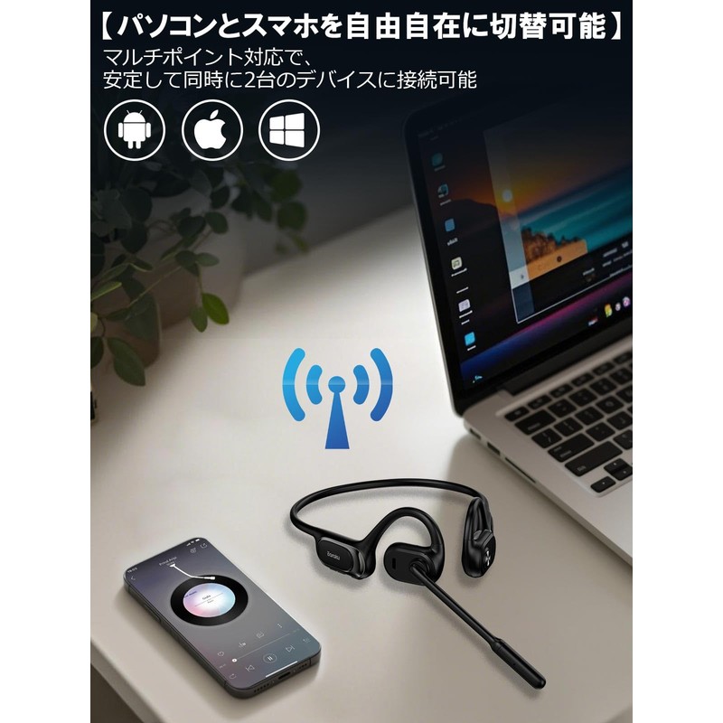 Earaku Bluetooth Headset, ENC High Precision Noise Canceling, Ultra Clear