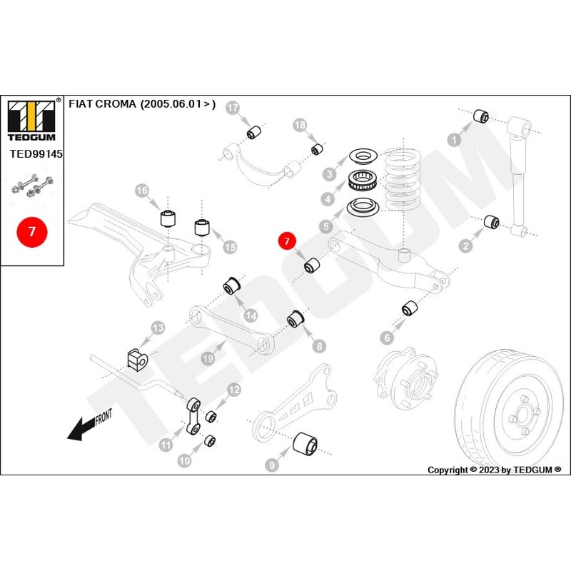 TEDGUM TED99145 REAR LOWER CONTROL ARM ECCENTRIC BOLT (TO CARRIER)