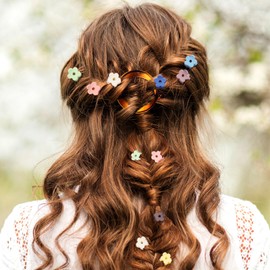 NOLITOY 40 Pcs Mini Floral Claw Hair Clips and Hairpins for Girls - Nonslip Clamps Hair Accessory (Random Color)