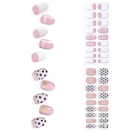 36pcs Semi Cured Gel Nail Strips Salon-Quality UV Gel Nail Wraps Stickers,Real Gel Nail Polish Strips Long Lasting Easy to Apply Semi-Cured Gel Nail Stickers with Prep Pads, Nail File, Wooden Stick