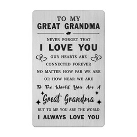 Gezxin Great Grandma Mothers Day Card- Great Grandma Birthday Gifts from Grandchildren- I Love My Great Grandma Easter Christmas Xmas Wedding Valentines Thanksgiving Day Presents
