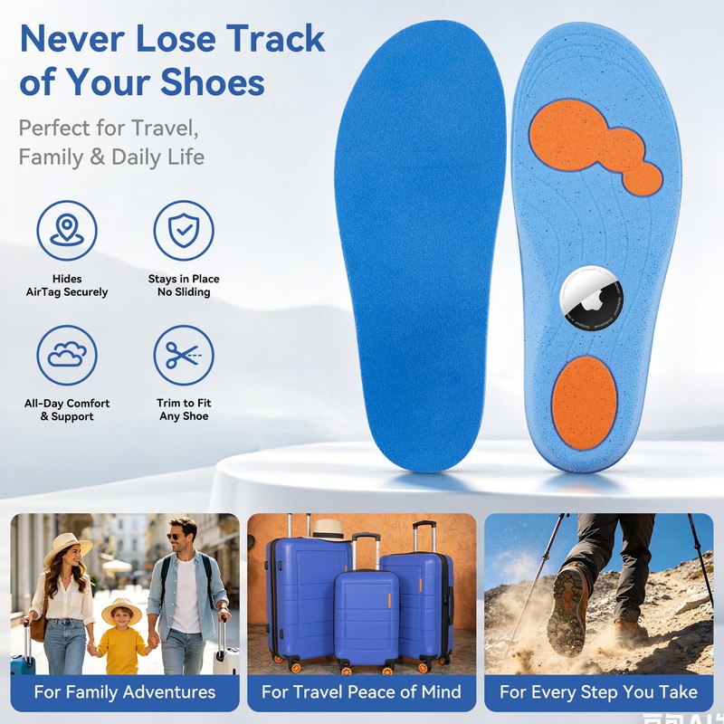 for AirTag Insole [1st & 2nd Generation] Moisture Wicking Insoles