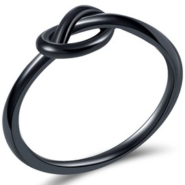 Size 3-13 Stainless Steel Simple Love Knot Celtic Promise Anniversary Statement Ring (Black, 5)