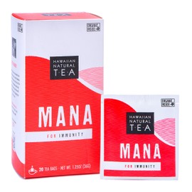 Mana Hibiscus Herbal Black Tea - All Natural Wellness Tea, Refreshing, Uplifting and Energizing with Cinnamon & Mint - Supports Immune Health 20 Bags