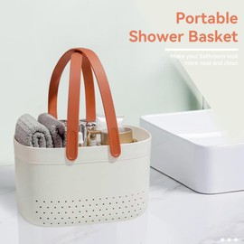HERCHR Tragbare Dusche Caddy Korb, Kunststoffkorb Mit Griffen, Caddy Organizer Badespielzeug Aufbewahrung, Tragbarer Duschkorb, Aufbewahrungs-Organizer Für Shampoo, Conditioner, Lotion