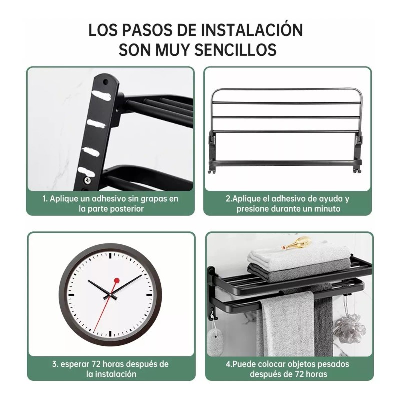 Toallero De Baño De Acero Inoxidable Negro